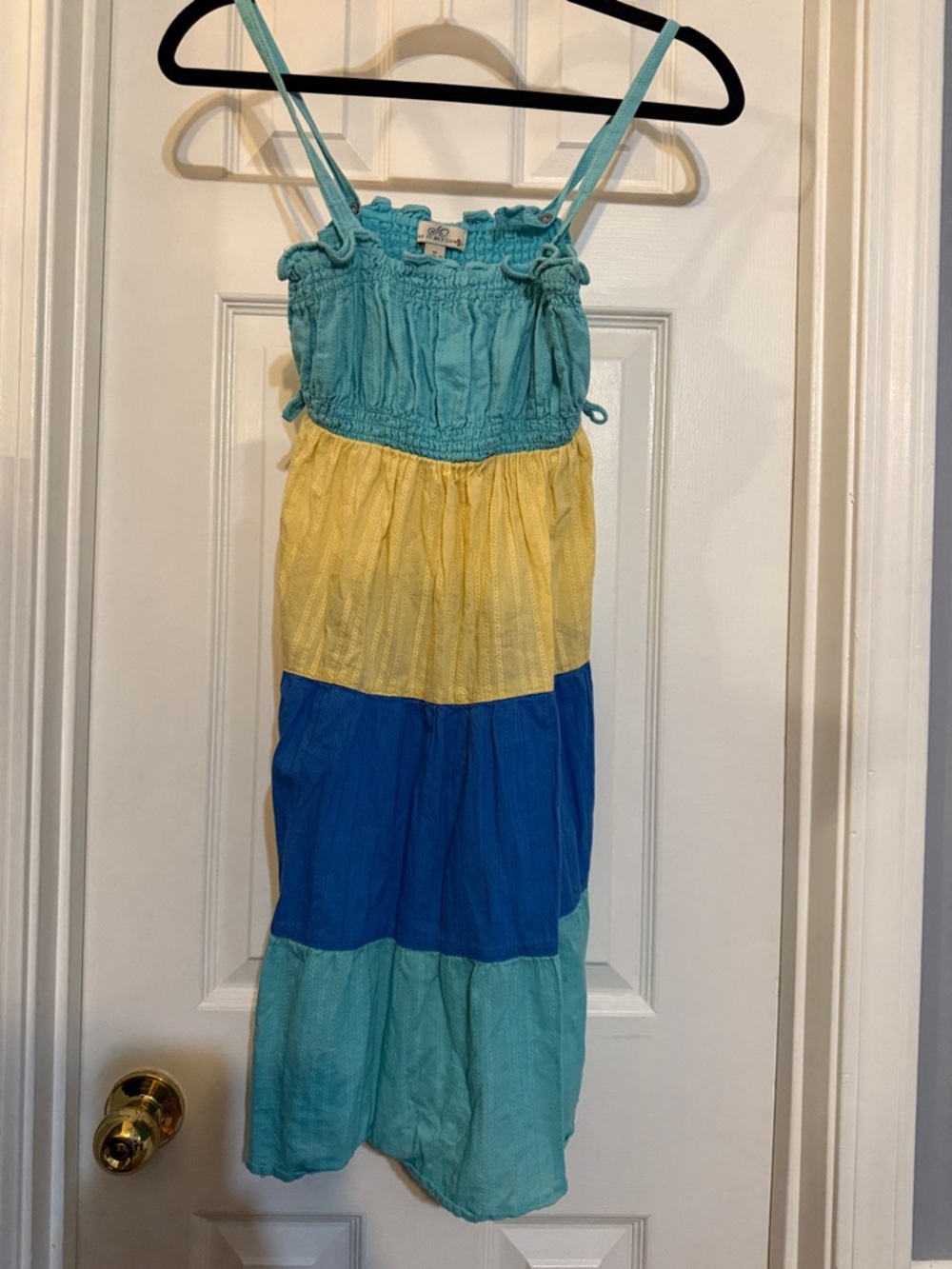 So Wear It Declare It Turquoise Yellow Blue Colorblock Sundress